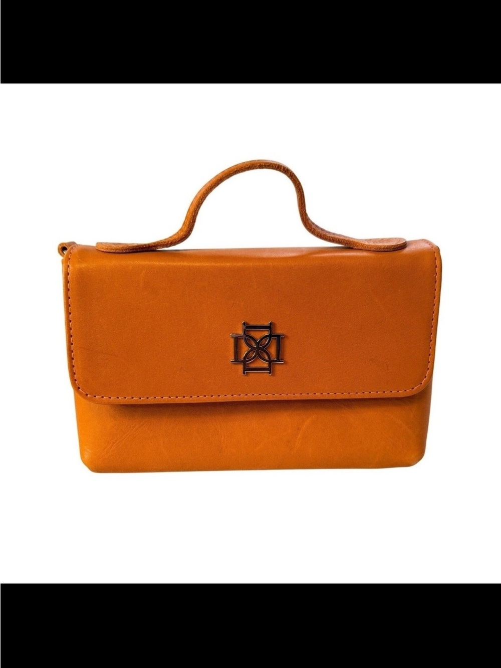 Leather Top-Handle Crossbody Bag in Camel